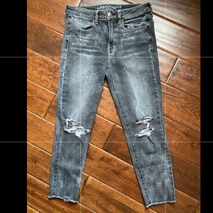 American Eagle Distressed Black Crop Jeans